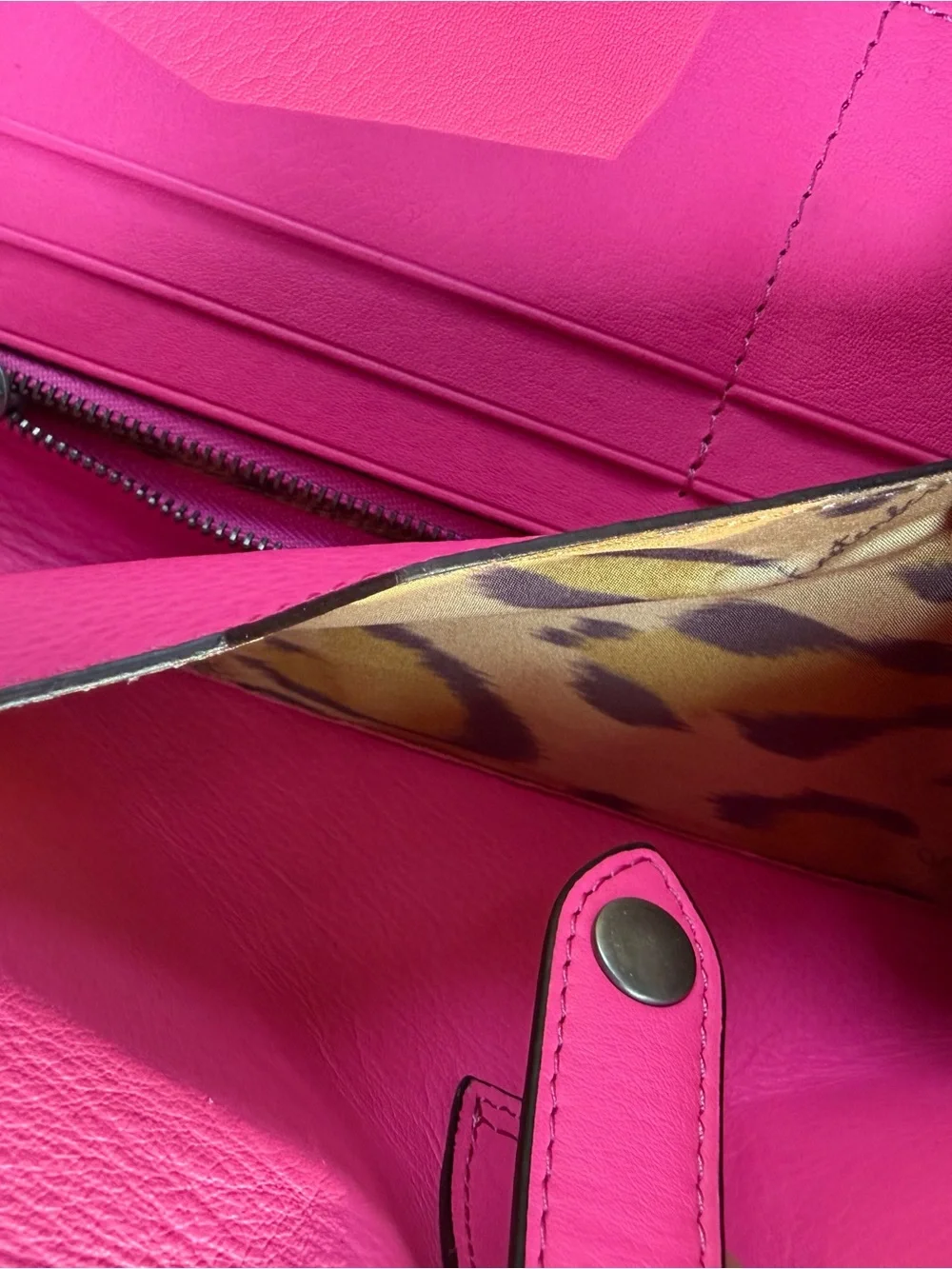Aimee Kestenberg Hot Pink Leather Wristlet Clutch